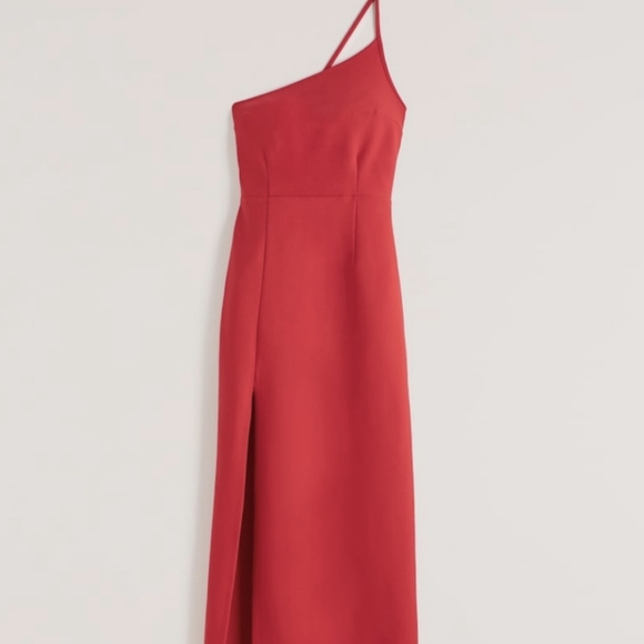 Abercrombie red asymmetrical high slit maxi dress - Picture 2 of 7